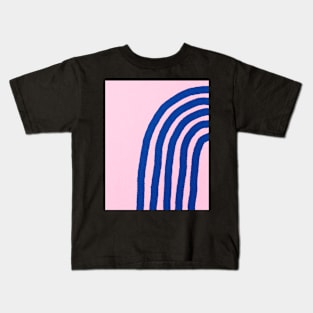 Blue lines, Abstract pattern, Mid century abstract art Kids T-Shirt